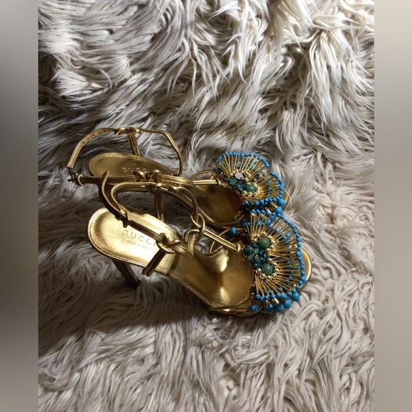 Authentic Gold Gucci Heels - Picture 1 of 5